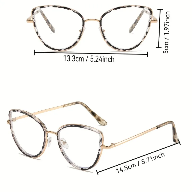 1 Stück Damen-Katzenaugenbrille, Vintage-Streifenmuster, Vollrahmen, leichter Kunststoff, ohne Sehstärke, stilvoll für Freizeit und Büro – Detail 6