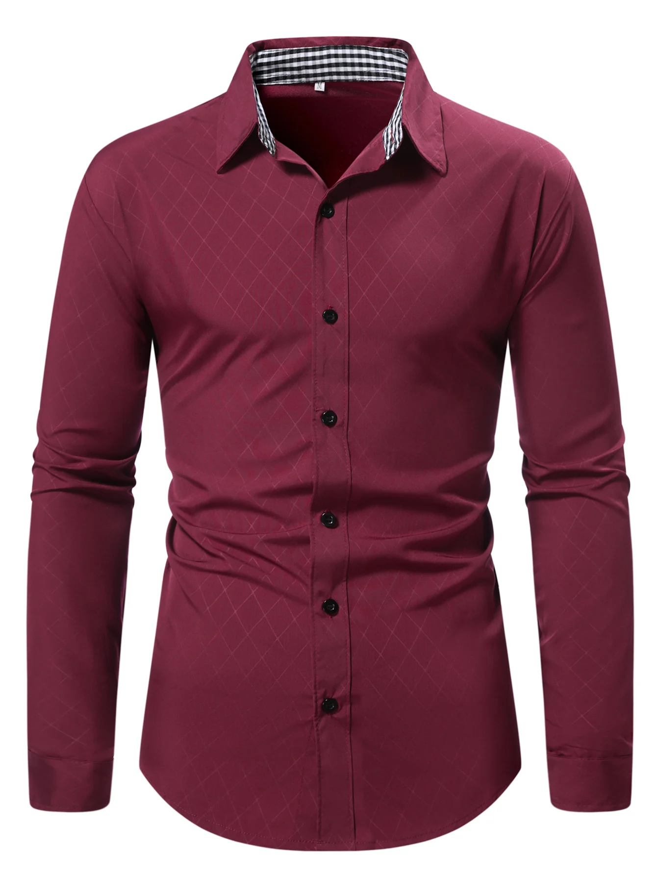 Camicia a maniche lunghe color block casual da lavoro da uomo, elegante abbigliamento da ufficio, comodo tessuto di cotone perfetto per l'uso quotidiano