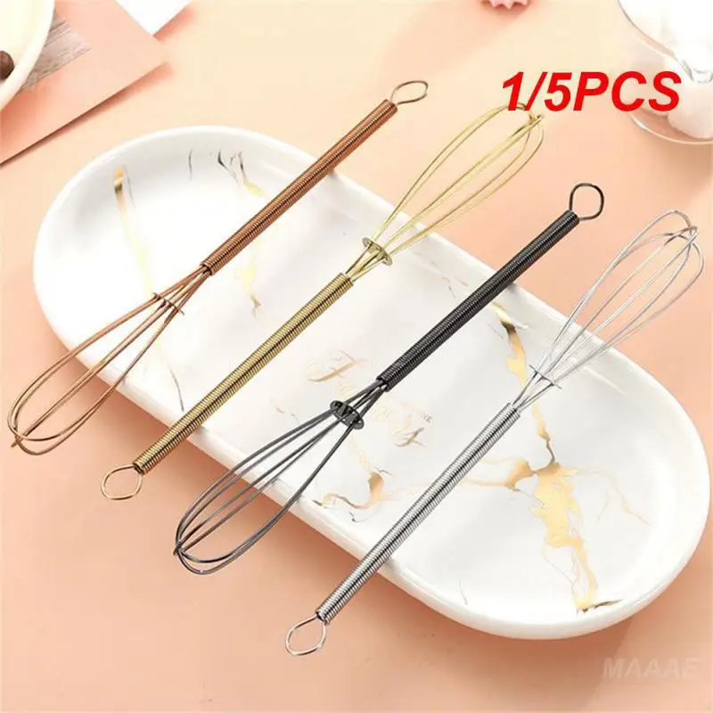 1/5PCS Handheld Egg Beater Small And Exquisite Reinforcement Ring Four-color 17g Household Cream Whipper Spring Handle