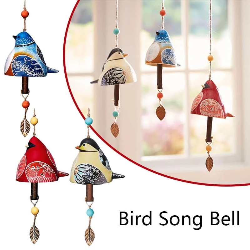 Bird Song Bell Hanging Bird Wind Chime Craft Pendant Outdoor Bird Bell Windchime for Garden Courtyard Home Decoration