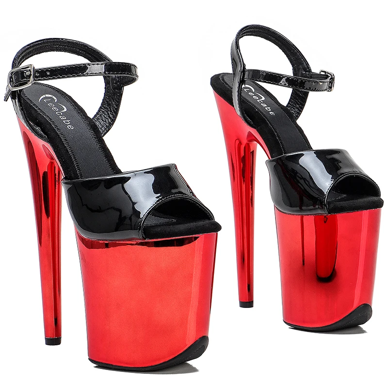 Leecabe 20cm/8inches  patent upper Open toe  Platform high heel sandals sexy model shoes pole dance shoes