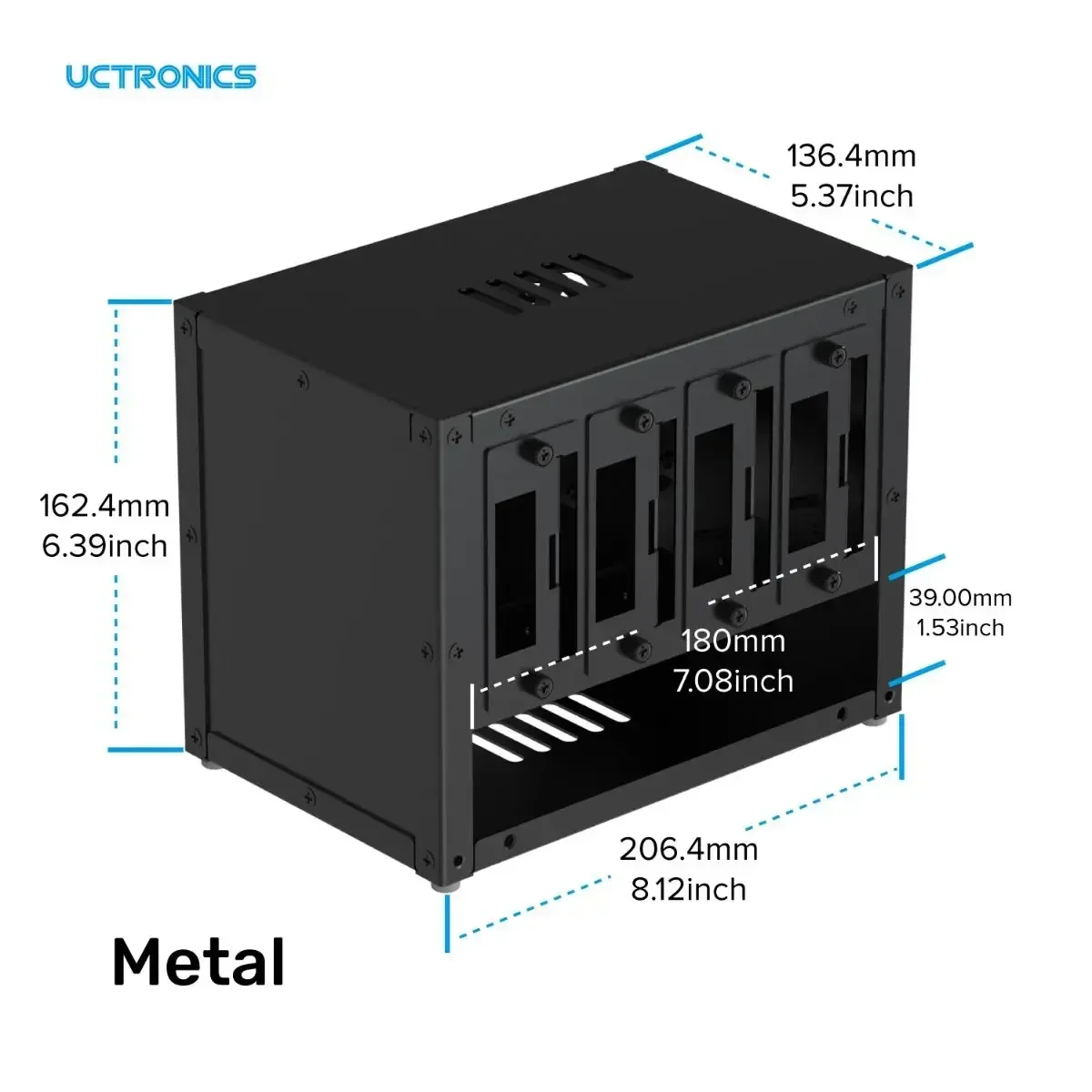 UCTRONICS-Gabinete completo atualizado para Raspberry Pi, 4 suportes de montagem removíveis, Pi 4B, 3B +, 3B e outro cluster