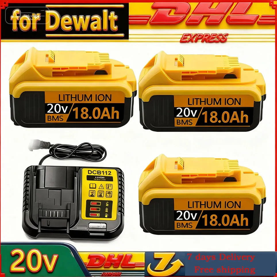 Batterie de remplacement au lithium DCB200 20V 18,0Ah pour Dewalt 18V DCB184 DCB200 DCB182 DCB180 DCB181 DCB182 DCB201 DCB206