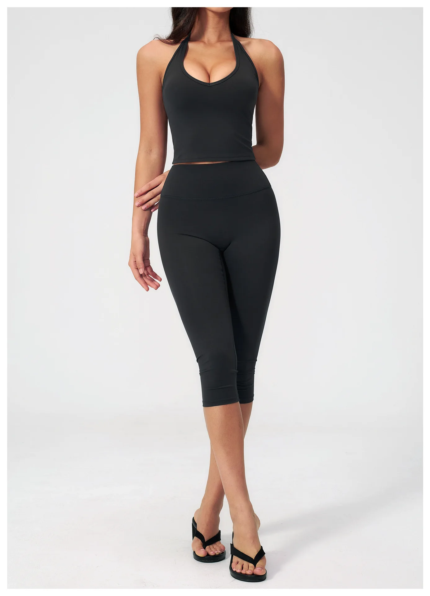 Women Tracksuit Yoga Set 2PCS Sports Set Short Sleeve Fitness Outfits Workout Clothes Running Capri Pants Gym Suit Athletic Wear