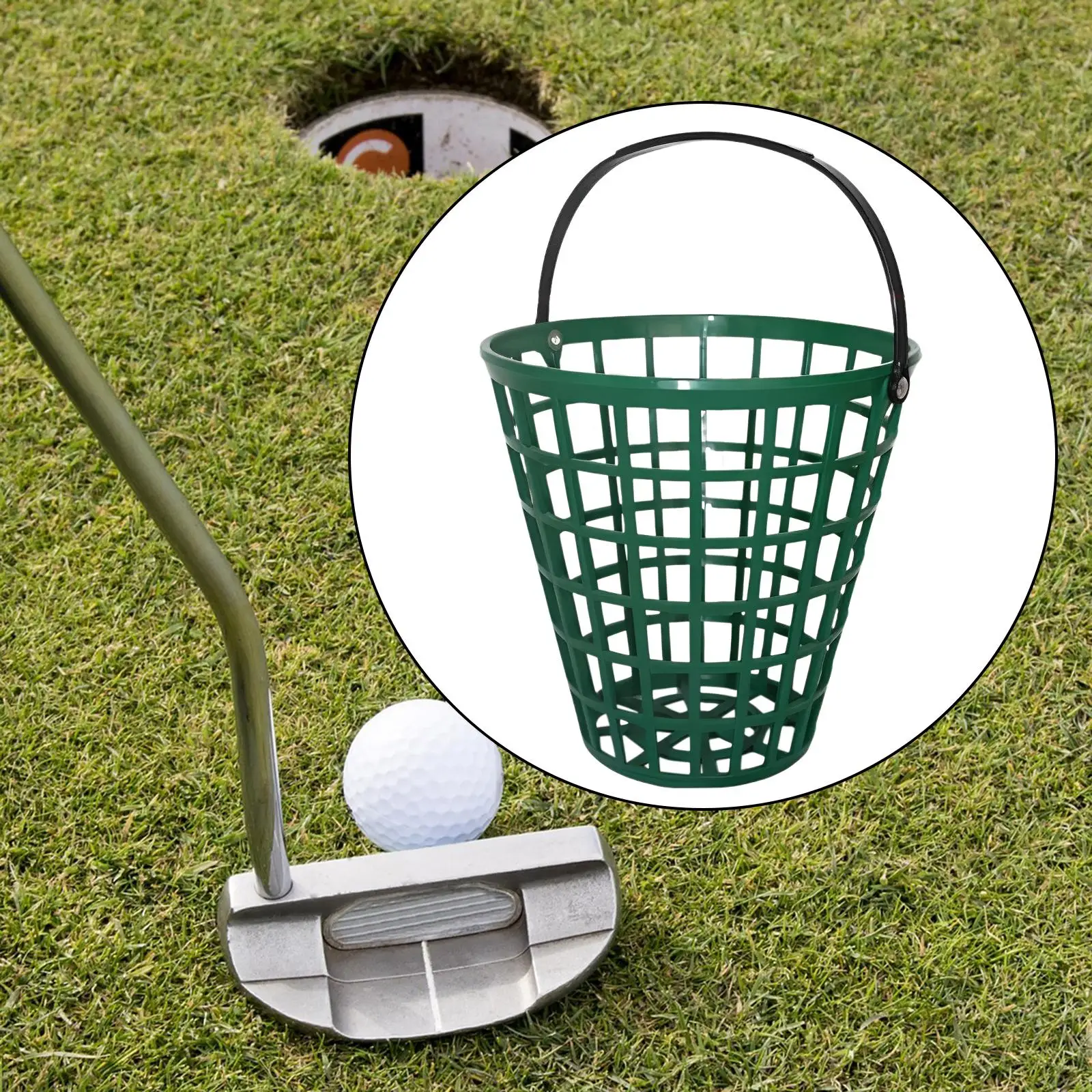 Golf Ball Basket Carrier Training Display Golf Cart Accessories Outdoor Sports Golf Ball Holder with Handle Golf Range Bucket