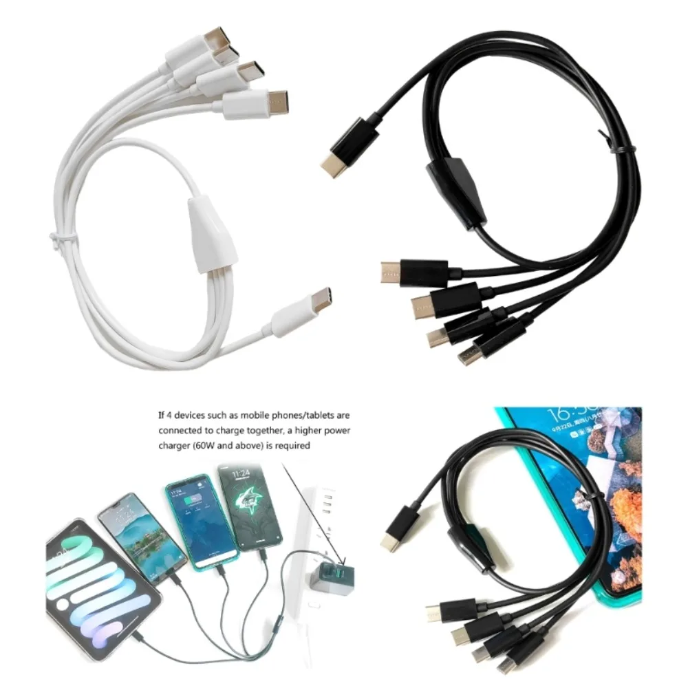 

Charging Cable Power Bank One Drag Four USB To 4 Port Type C Cable Charger Cable Type C To 4 Type C Wire Power Supply Cord