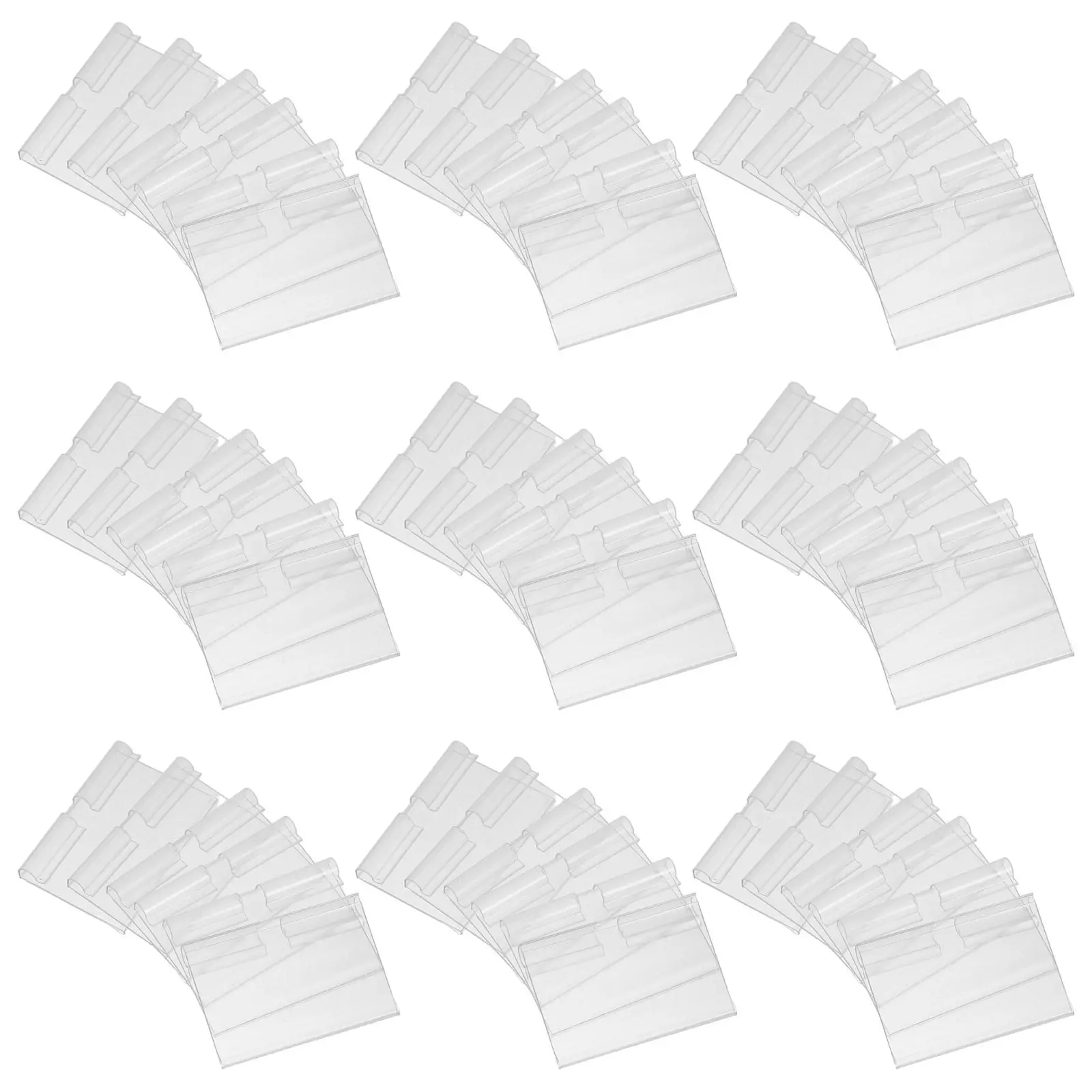 100Pcs Clear Plastic Price Tag Holder for Wire Shelf Retail Store Sign Display Stand Supermarket Label Clear Price Tag