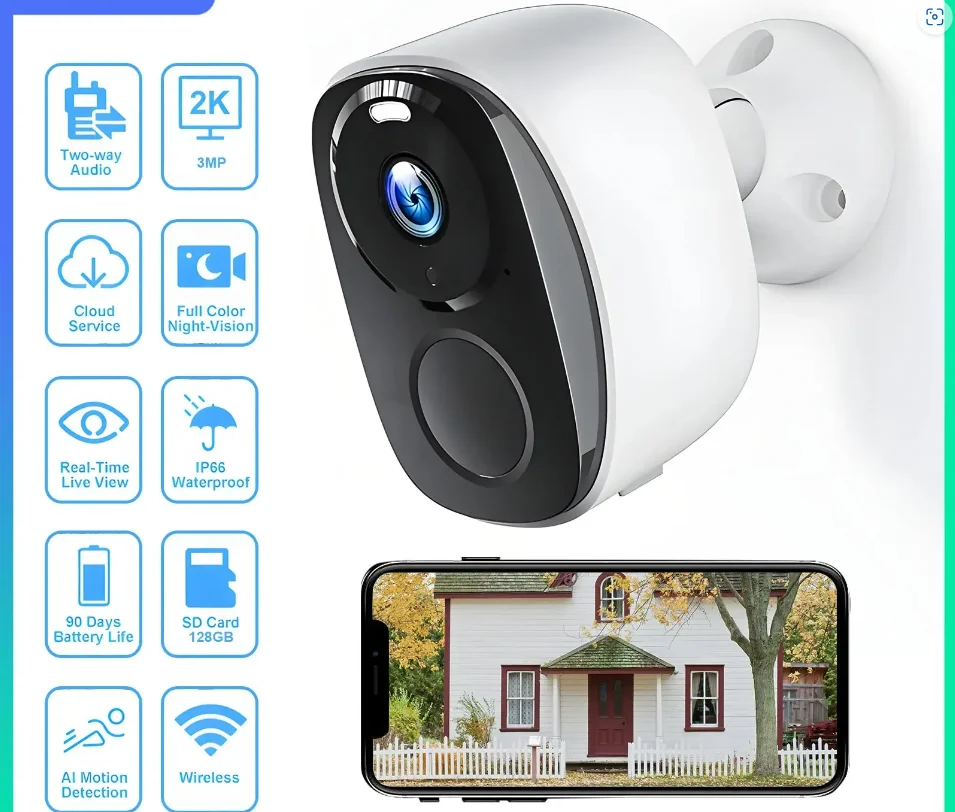 �y�Z�[�����z3MP ���C�����X���z�����d���O�Z�L�����e�B�J���� PIR �l�Ԍ��o�@�\�t�� �����ԑҋ@��d�� WiFi �J���� �Ď��p