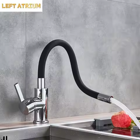 Orange Pipe Flexible Neck Kitchen Sink Faucet Chrome Universal pipe Hot Cold Kitchen Mixer Tap Deck Mounted Bathroom Kitchen Tap