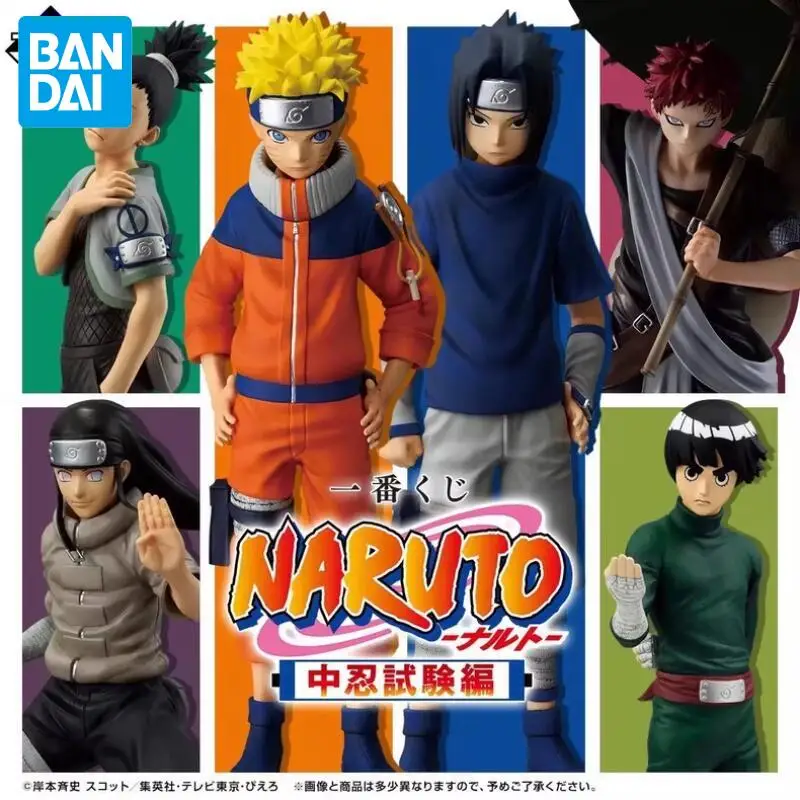 Em estoque bandai original naruto chunin exame figuras anime modelos de ação dos desenhos animados bonecas brinquedo desktop ornamento unisex festival presentes
