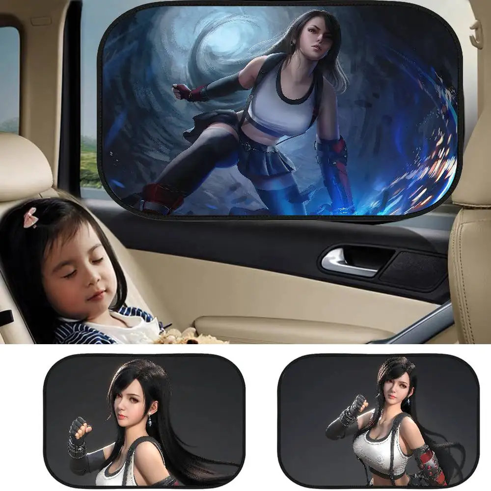 

F-Final Fantasy T-Tifa Lockhart солнцезащитный козырек для бокового окна автомобиля, электростатические шторы, защита от солнца для детей, УФ-блокировщик