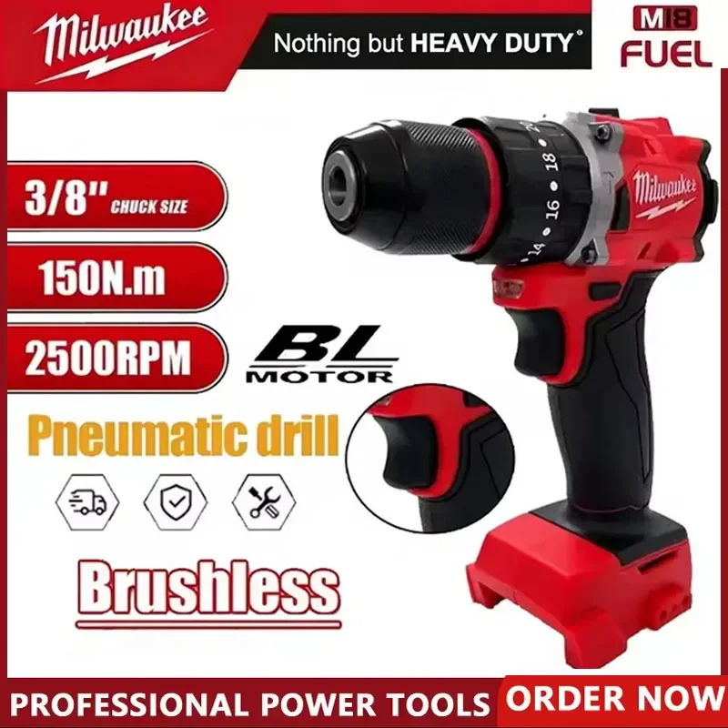 

Бесщеточная ударная дрель Milwaukee 150 Н·м для отделочных работ, аккумуляторная, 18 В