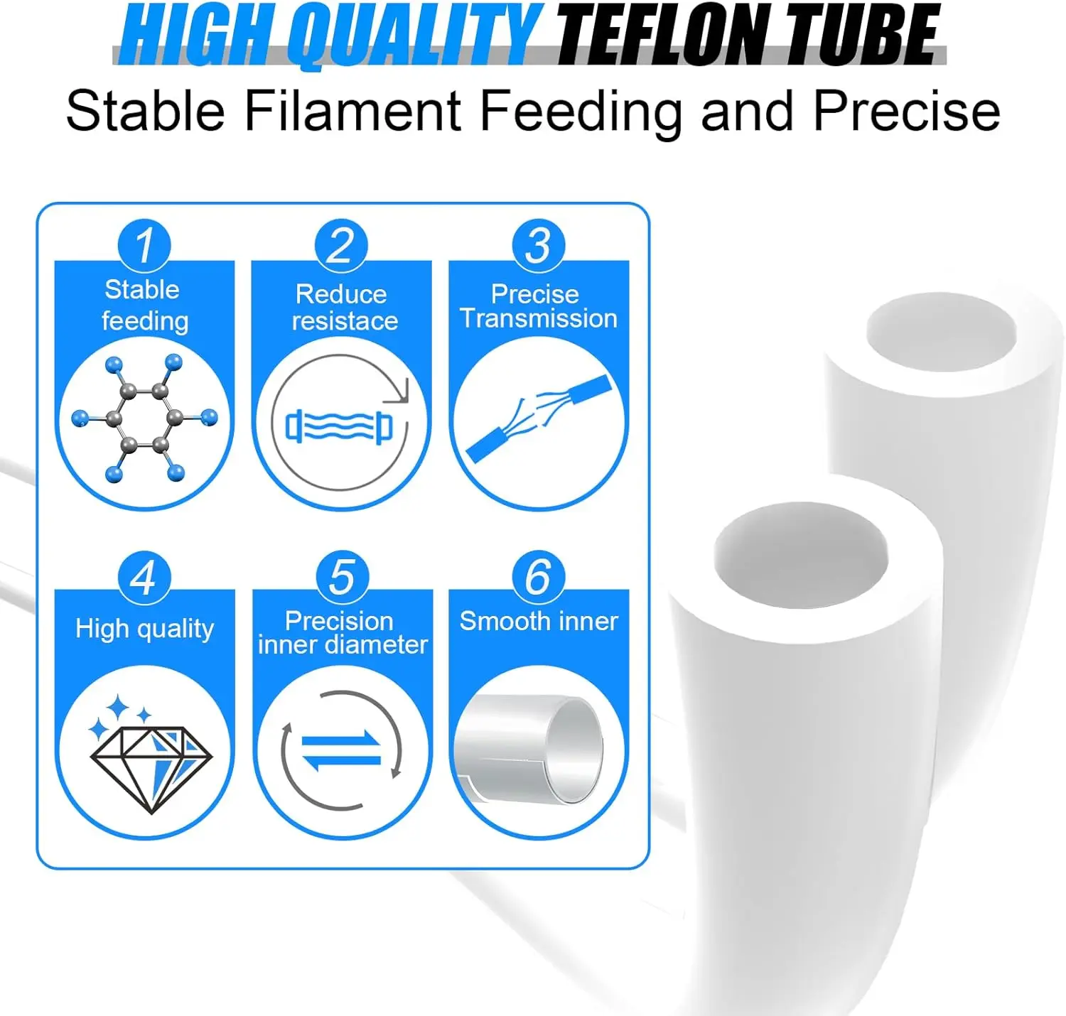 PTFE-Schlauch 3D-Drucker 2,5 mm 4 mm für Bamboo Lab P1S/P1P/X1C/X1/X1E PTFE-Schlauch 3D-Drucker-Anschluss PTFE-Schlauch 4 mm Anschluss – Detail 2