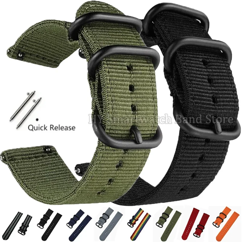 18mm 20mm 22mm 24mm Nylon Strap for Samsung Watch4/5/6 for Seiko for Huawei Gt3/4 Quick Release Watch Strap Men Women Sport Band