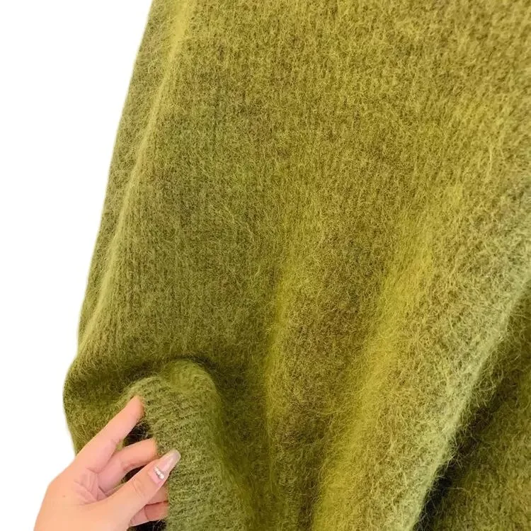 Raccoon Fleece Green Sweater Women's 2025 New Autumn/winter Super Good-looking, Lazy Style, Chic and Beautiful Top