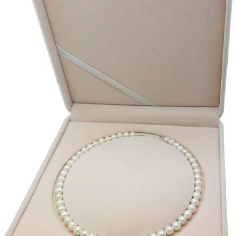 

Pearl Jewelry Set Storage: Velvet Box for Necklace, Earrings, Rings & Bracelet - Wedding Display Case (Beige)