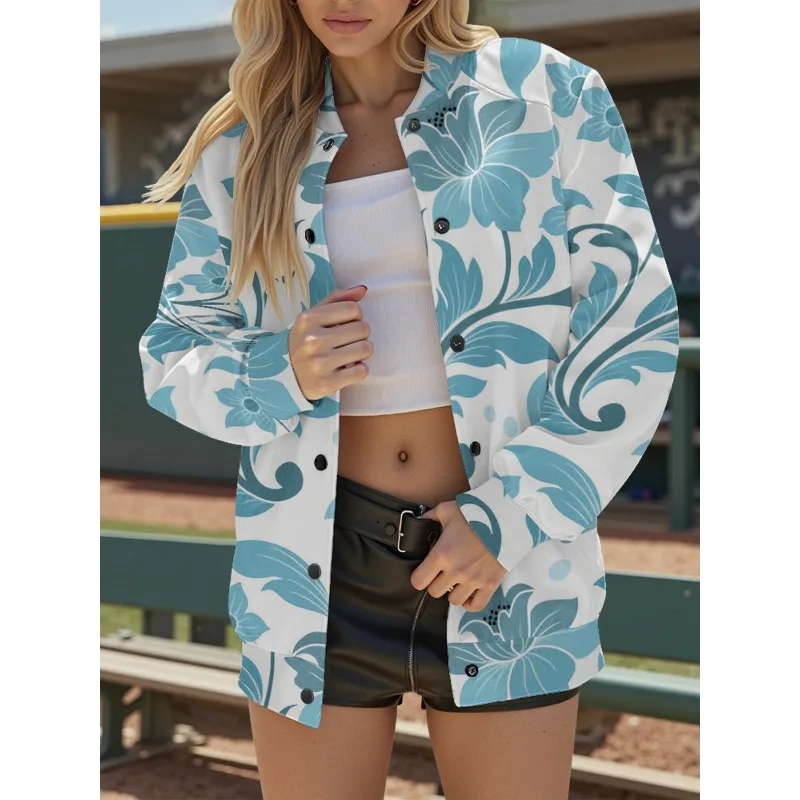 

Модная женская бейсбольная куртка с ярким цветочным дизайном, легкая дышащая верхняя одежда с карманами, повседневные пальто в уличном стиле