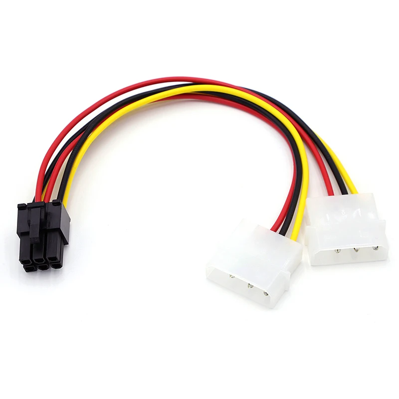 1pcs IDE Dual 4pin Molex Male to 6 Pin Male PCI-Express Molex Power Cable for Video Cards Power Adapter External Cable