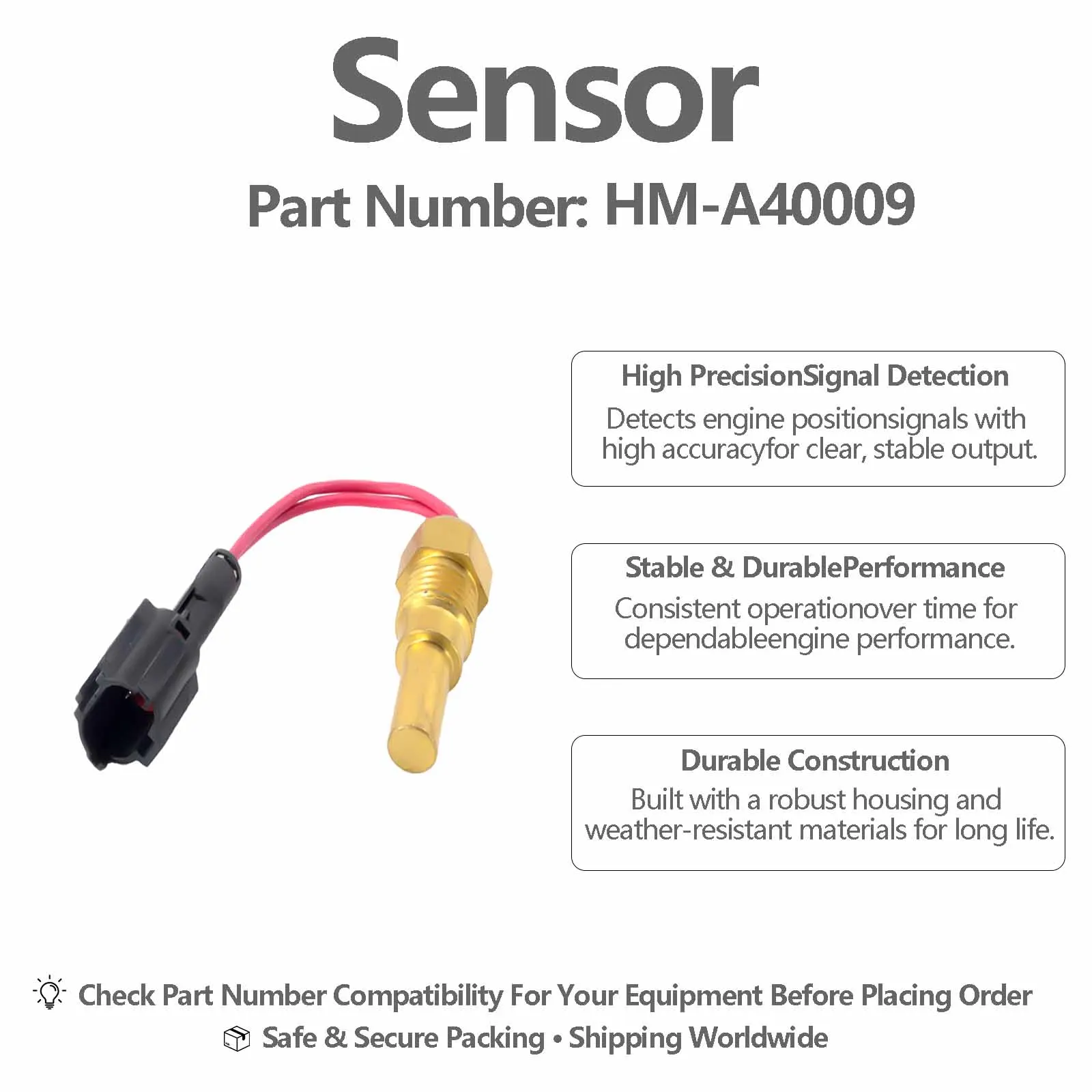 HM-A40009 KHR1017 KZ000073 Water Temperature Sensor For Sumitomo SH200 SH120A1 Excavators
