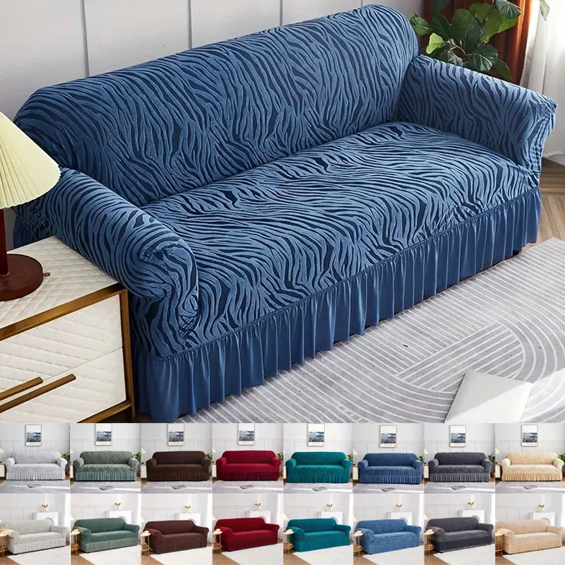 1/2/3/4 Seater Jacquard Sofa Cover with Skirt Can Be Easily Removed All-Inclusive Couch Cover Protector of Bench with Armrest