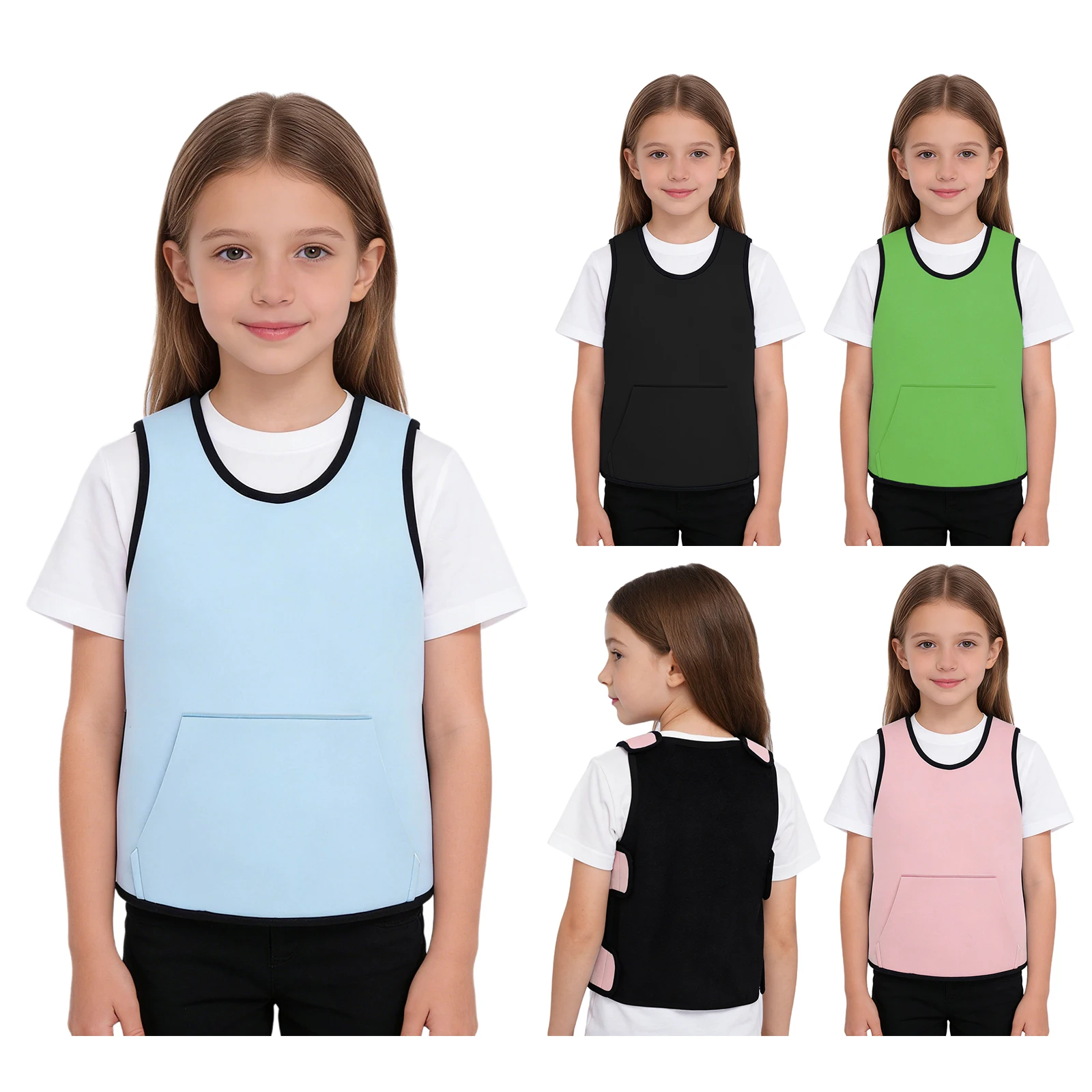 Kids Weighted Vest Sensory Compression Vest with Pocket Adaptive Waistcoat Top for Special Needs Adaptive Clothing Boys Girls