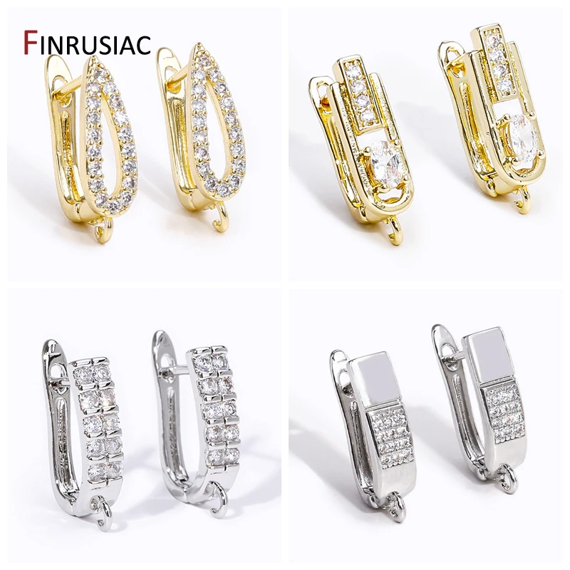 DIY Earwire Shvenzy Supplies 18K Gold Plated Zircon Earring Hooks Clasp For Women Wedding Earrings Making Accessories Findings