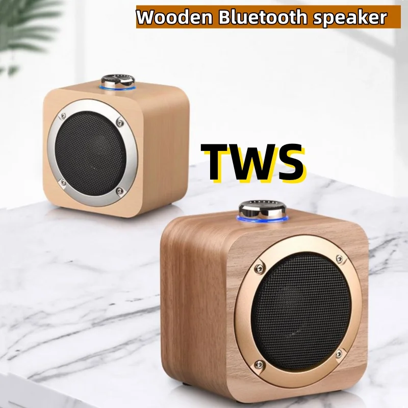 

Support TWS Connection Wooden Retro Wireless Bluetooth Speaker Mini Subwoofer Mobile Phone Surrounding Sound Portable Speaker