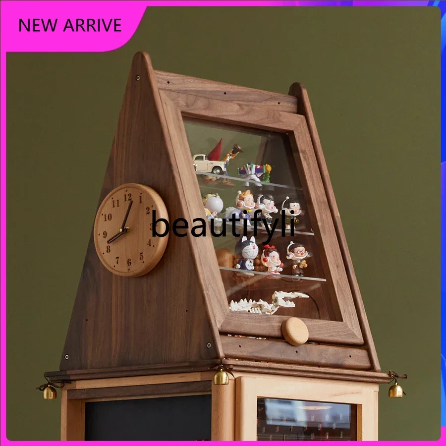 

Solid wood blind box high corner rack storage display cabinet bookcase D1089