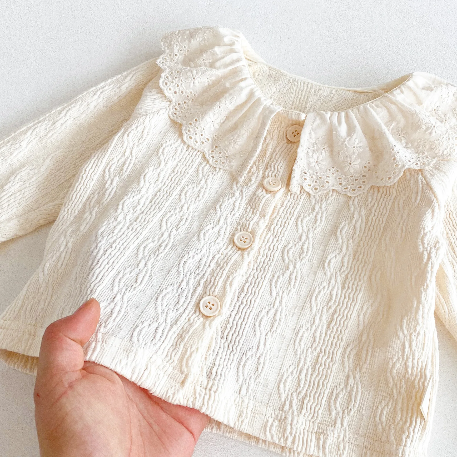 Infant Lotus Leaf Lace Collar Soft Shirt Baby Girl Korean Version Autumn Cute Foreign Style Bottoming Shirt Top