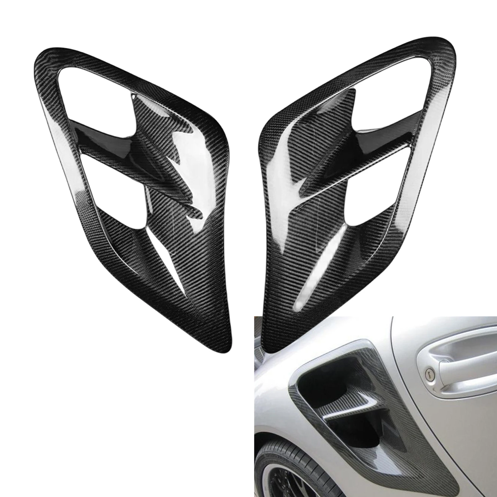 

For Porsche 911 997 Turbo 2004-2012 Carbon Fiber Rear Side Fender Air Vent Outlet Frame Trim Cover