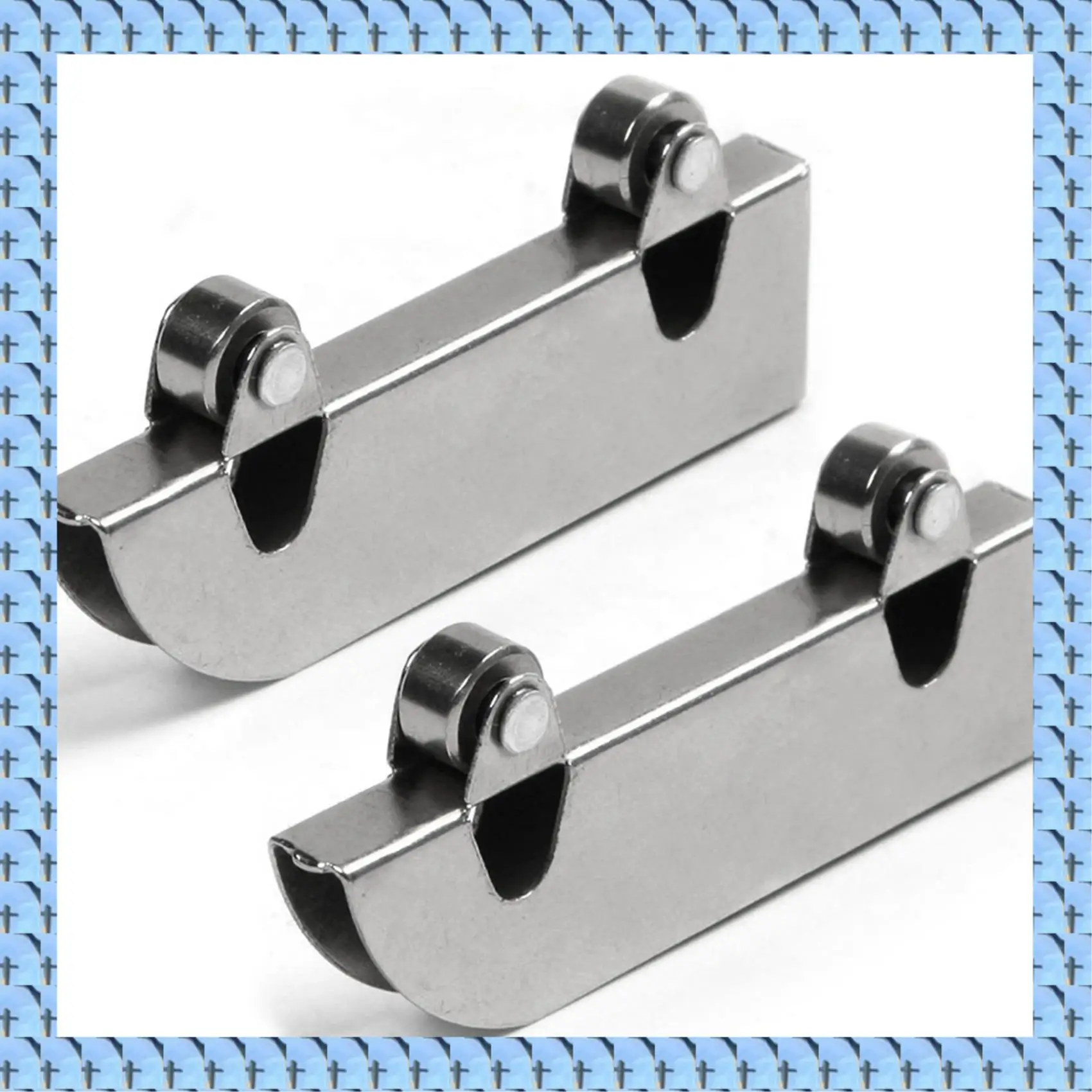 NOCM 20-Piece Stainless Steel Double Flywheel Mountain Word Slot Sliding Door Track Glass Pulley Hardware Accessories