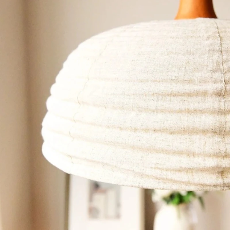 

Linen Fabric Lampshade LED Pendant Lights Japanese Wabi Sabi Chandelier Living Room Restaurant Dining Table Illumination Fixture