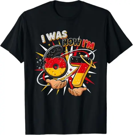 Y2k-T-Shirt mit Länderflaggen, bedruckt mit der Aufschrift „I Was 6 Now Im 7“, lustiges Six Seven Shirt, 7. Geburtstag für Jungen, modische Kleidung – Detail 10