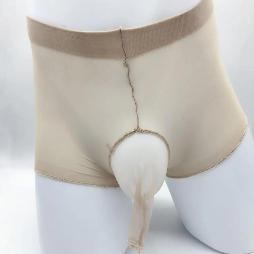 Men's Silk Stockings Panties Elephant Trunk Boxers Plus Sexy Pantyhose Hosiery Penis Hole Shorts Socks Dance Wear Novelty Exotic