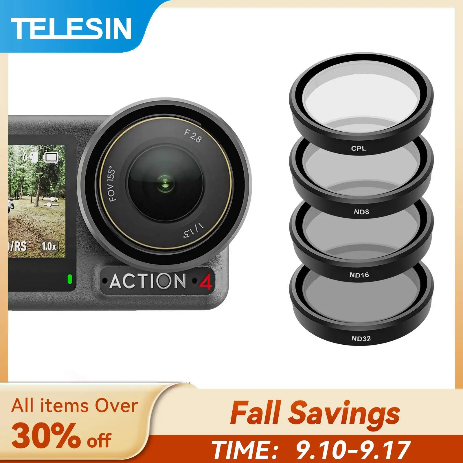 TELESIN CPL ND8 ND16 ND32 Lens Filter Set Aluminium Alloy Frame for DJI OSMO Action 3 4 ND CPL Lens Action Camera Accessories