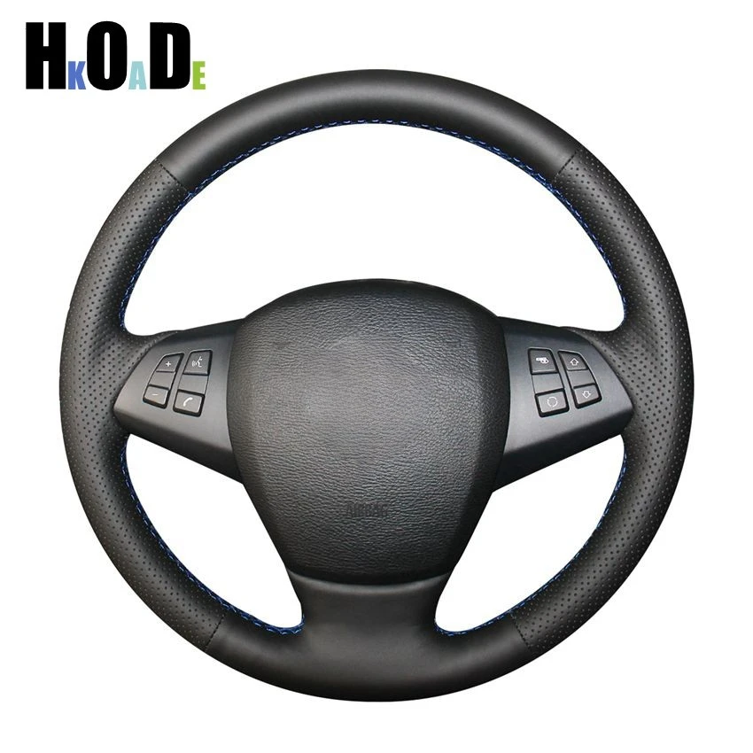 

Hand-stitched Steering Wheel Cover Black Leather Car Steering Wheel Cover for BMW E70 X5 2008-2014 X6 E71 2008-2015