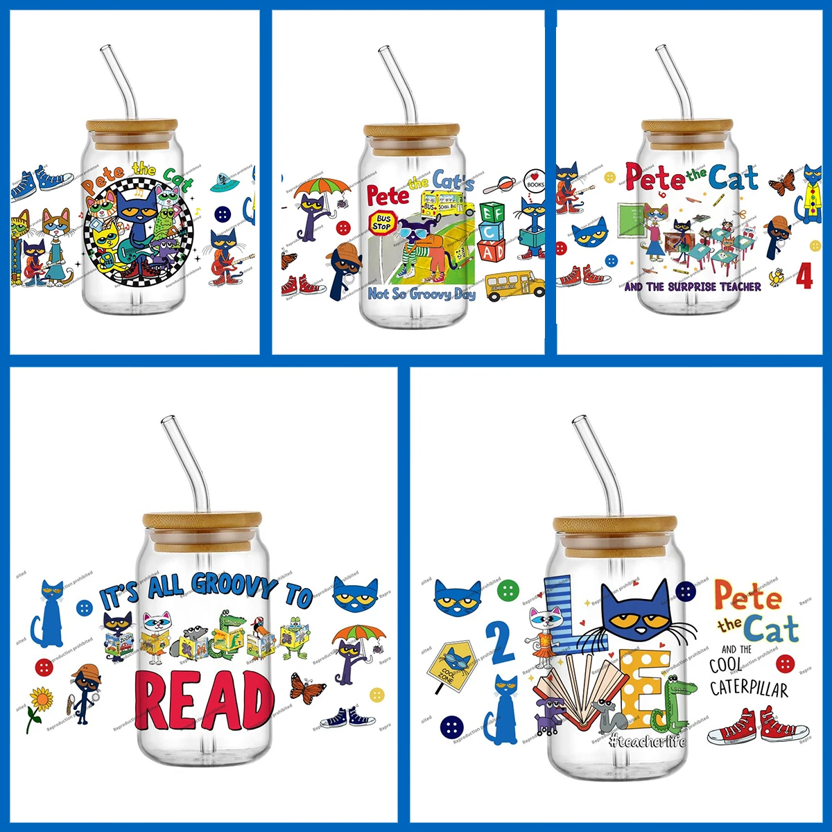 

Cue Cartoon Blue Cats UV DTF Cup Wrap Sticker for Tumbler Easy to Apply Durable Vinyl Cup Stickers for Home Deco Ceramics