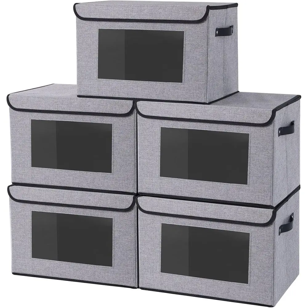 

Тканевые коробки для хранения, контейнеры для хранения с крышками, 45 x 30 x 30 см, органайзеры для шкафов, полок, спальни, офиса