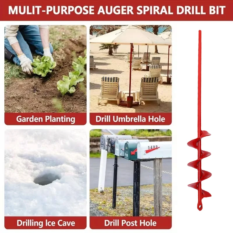 Heavy-duty spiral drill bits are used in conjunction with electric drills to dig holes in loose soil made of titanium steel