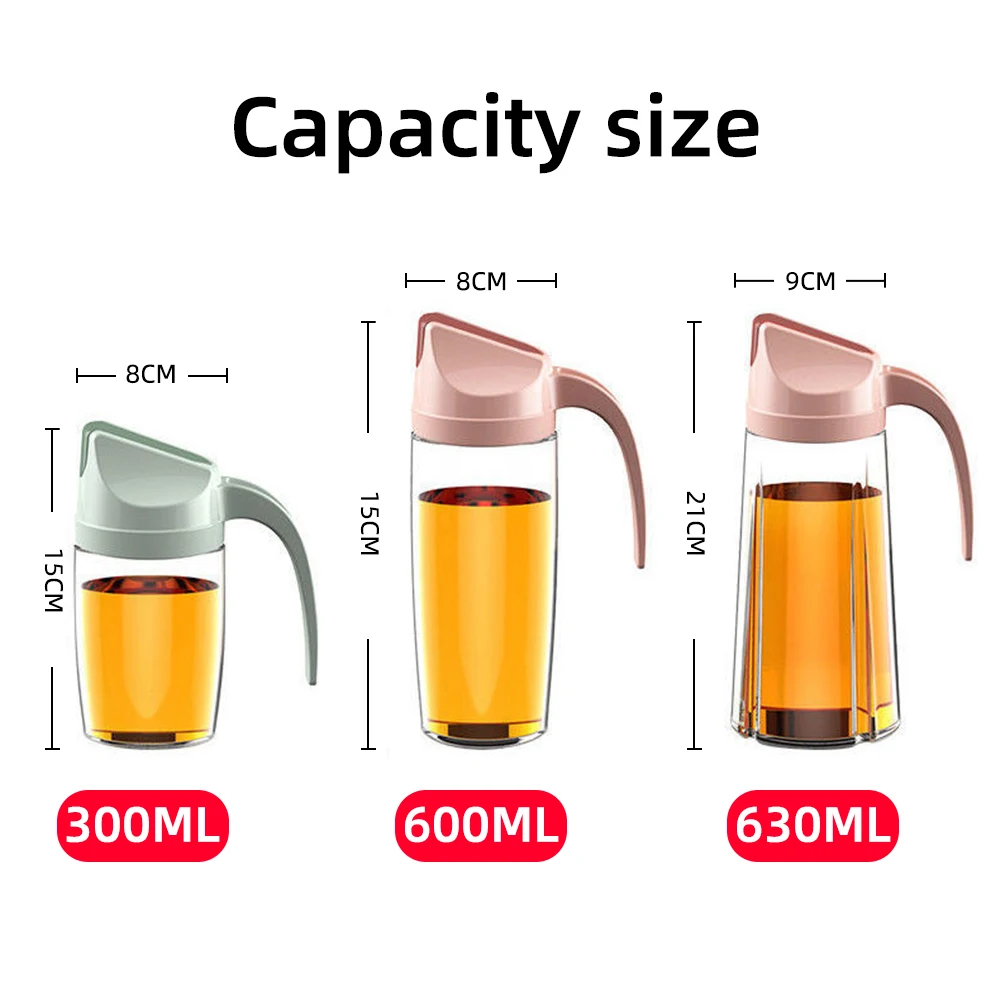 Olive Oil Dispenser Bottle Auto Flip Condiment Container Automatic Cap And Leakproof Vinegar Glass Cruet for Kitchen Tools