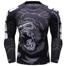 Cody Lundin Men Compression Running Fitness Rash Guard Sublimation Lion Printed Long Sleeve MMA jiu jitsu BJJ Rashguard For Men