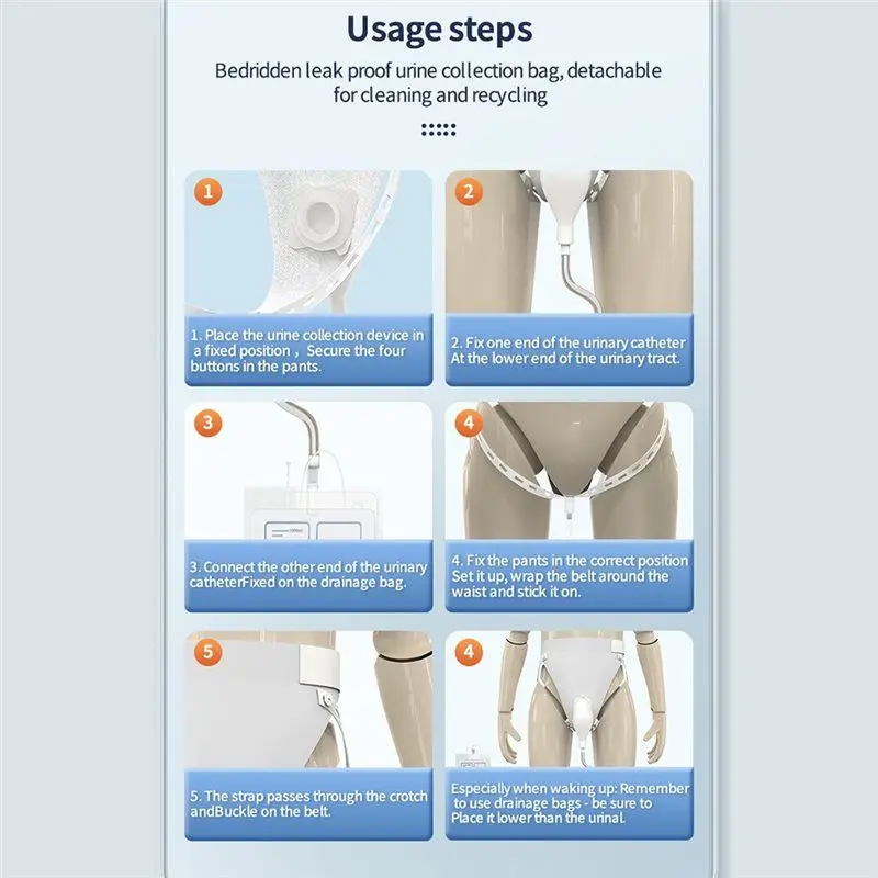 ABMK Reusable Silicone For Leak-Proof Urine Collector Catheter Wearable Urine Bags For Bladder Control Devices