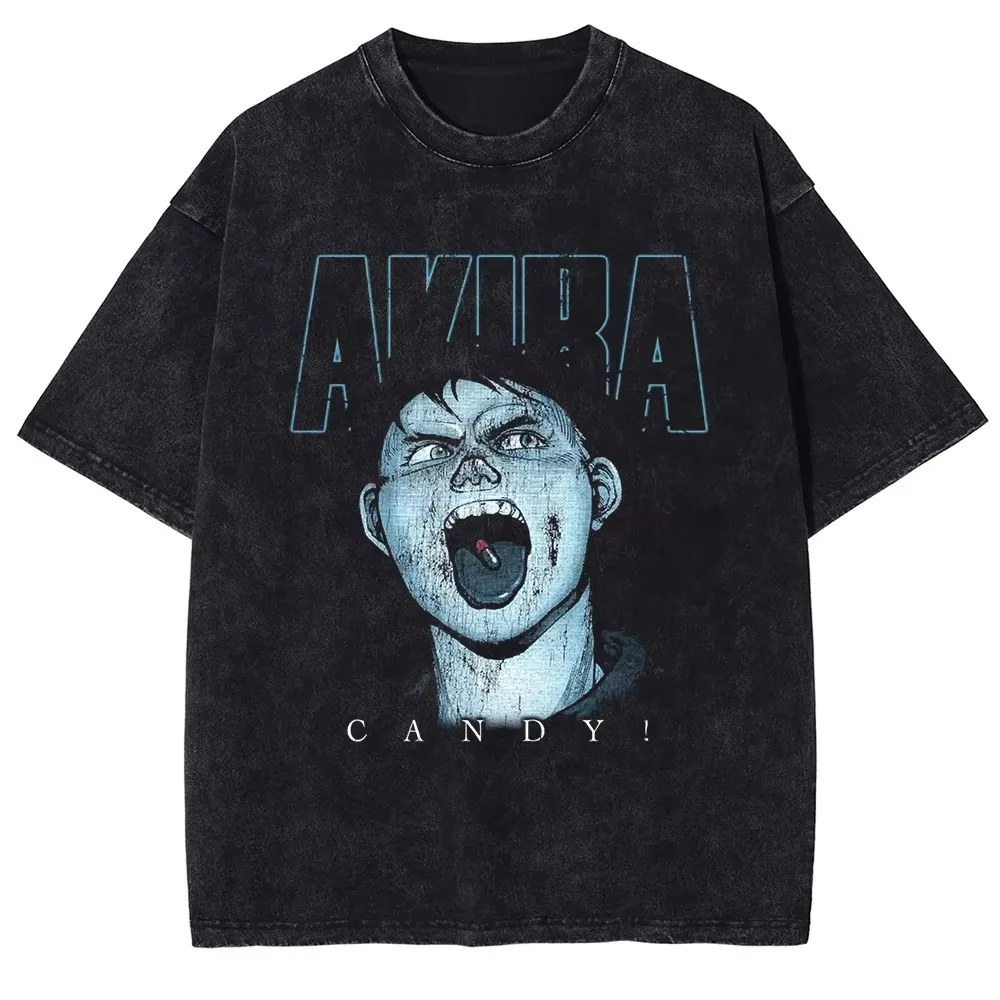 2026 New Style Vintage Washed Oversized T Shirt Men Retro Comic Portrait Graphic Print Short Sleeve Loose Streetwear Top Kids