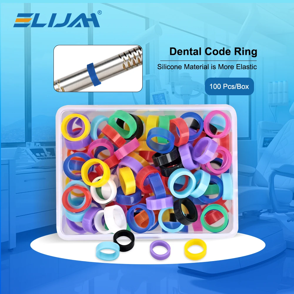 ELIJAH 100Pcs/Box Dental Large Size Color Code Ring Silicone Identification Circle Orthodontic Instrument Dentistry Material