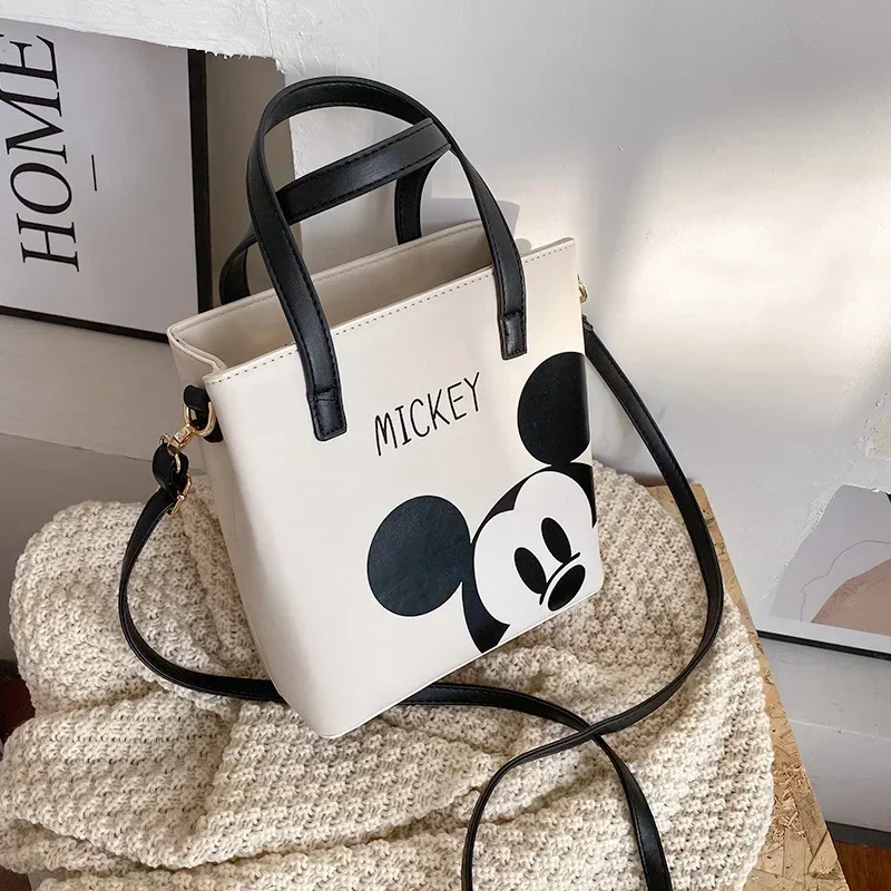 Disney-Bolso de mano de Mickey para mujer, bandolera de hombro multifuncional personalizada, con estampado de dibujos animados de lujo, informal, de