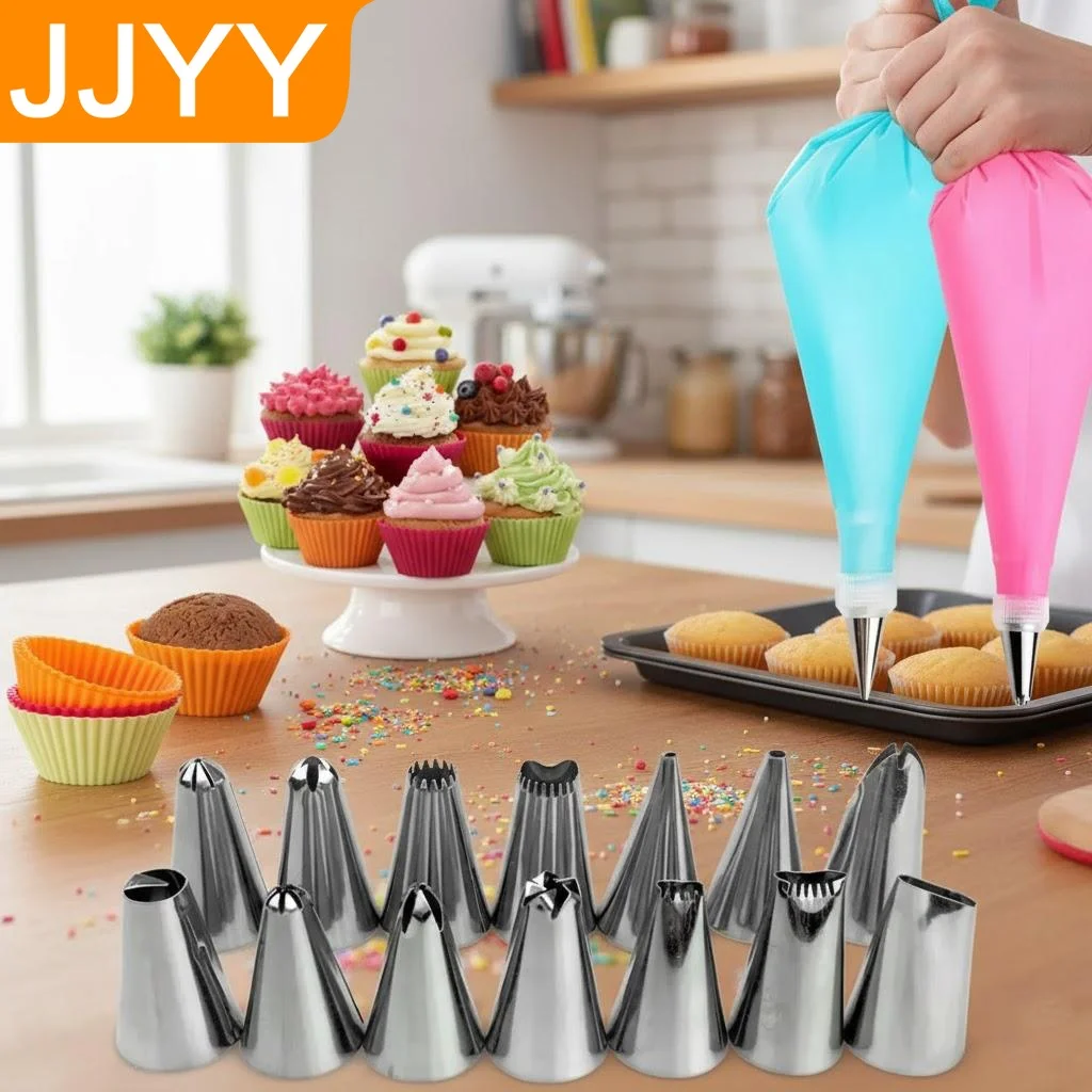 Juego de 8/24 Bolsas de Silicona para Repostería con Boquilla para Decoración Precisa de Pasteles, Kit Ideal para Hornear