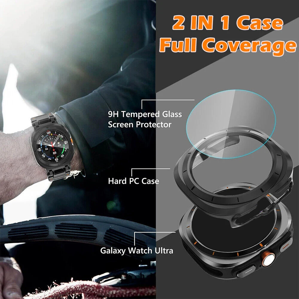 Custodia in vetro temperato per Samsung Galaxy Watch custodia protettiva per schermo rigido Ultra 47mm per Galaxy Watch 7 Ultra accessori per paraurti