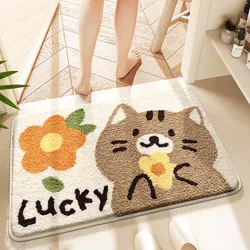 50*80cm Bath Mat Modern Cute Cat Flower Bathroom Rug Absorbent Slip-resistant Quick Dry Entrance Door Carpet  Home Foot Mats