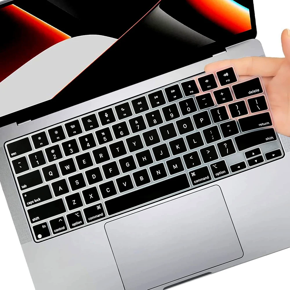 MacBook Pro 14 A2442 / MacBook Pro 16 A2485 2021 용 키보드 커버 스킨, M1 칩 컬러 실리콘 키보드 보호기 포함, 영어