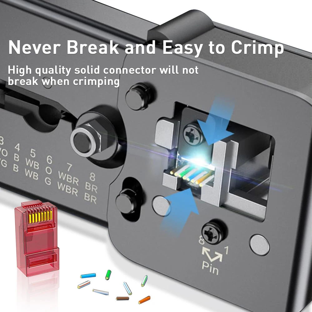 Natalink RJ45 CAT6 CAT5e Durchsteck-Modularstecker 8P8C Kristallende Vergoldet für UTP-Netzwerkkabel (Massiv- oder Litzenleiter)